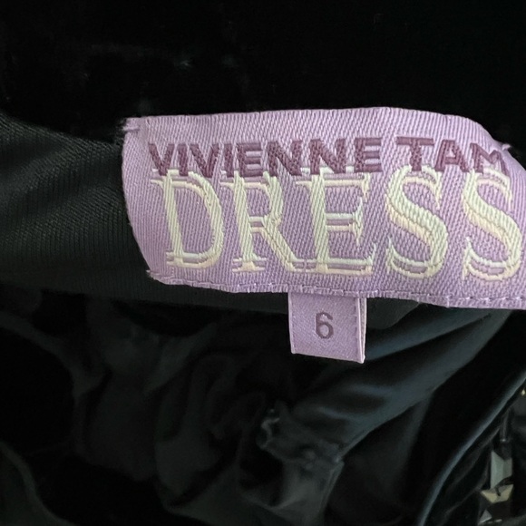 100% Silk Vivienne Tam Black Sleeveless Velvet Trim Embellishment Dress US 6 - Picture 9 of 9